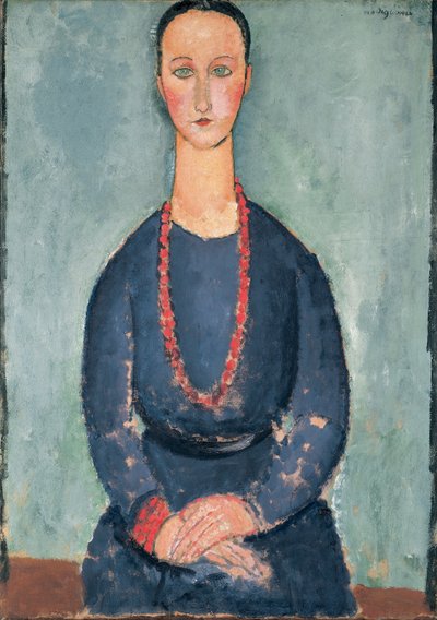 Kırmızı Kolyeli Kadın, 1918 by Amedeo Modigliani