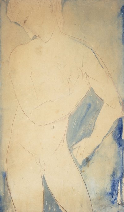 genç çıplak çocuk; çıplak genç çocuk by Amedeo Modigliani
