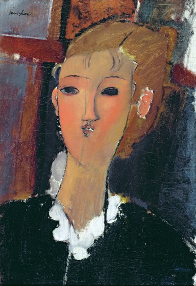 Küçük bir Ruff genç kadın by Amedeo Modigliani