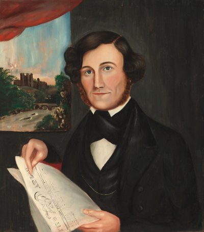 Hubbard Adında "Boston Atlas" Okuyan Adam by American 19th Century