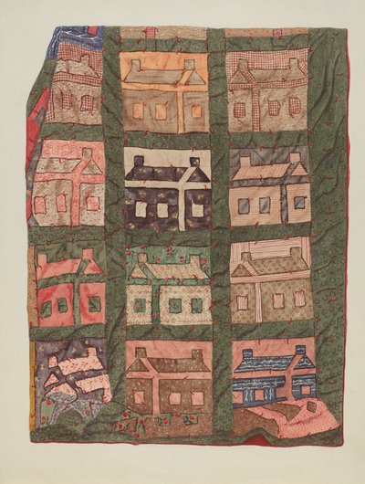 Log Kabin Patchwork Yorgan by American 20th Century