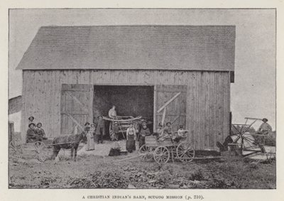 Bir Hristiyan Kızılderilisinin ahırı, Scugog görevi (s/b fotoğraf) by American Photographer (after)
