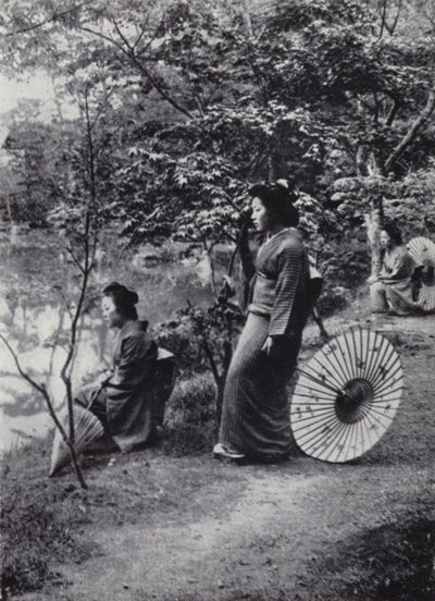 Göl kenarında dinlendirici bir sığınak, Kinkakuji Manastırı (s/b fotoğraf) by American Photographer (after)