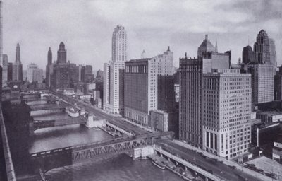 Chicago: Wacker Drive ve Chicago River Bridges (s/b fotoğraf) by American Photographer (after)
