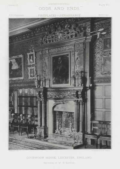 Şömine: Quorndon House, Leicester, İngiltere (s/b fotoğraf) by American Photographer (after)