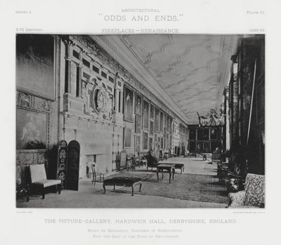 Şömine: Resim Galerisi, Hardwick Hall, Derbyshire, İngiltere (s/b fotoğraf) by American Photographer (after)
