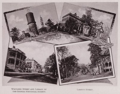 Eski Denizci Beytel; rezervuar; İlk Afrika Baptist Kilisesi; Hardee Residence; İlk Beyaz Baptist Kilisesi; Whitaker Caddesi ve Gürcistan Tarih Kurumu Kütüphanesi; Özgürlük Caddesi (s/b fotoğraf) by American Photographer (after)