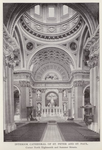 Philadelphia: St Peter ve St Paul İç Katedrali, Corner North Onsekizinci ve Yaz Sokakları (s/b fotoğraf) by American Photographer (after)