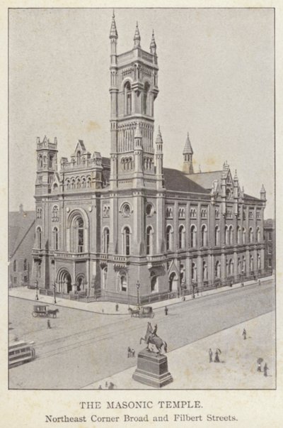 Philadelphia: Mason Tapınağı, Kuzeydoğu Köşesi Geniş ve Filbert Sokakları (s/b fotoğraf) by American Photographer (after)