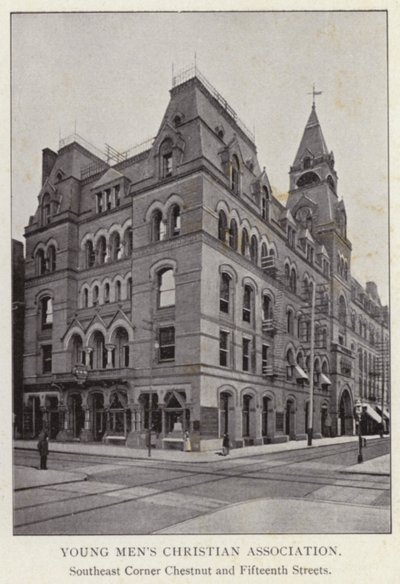 Philadelphia: Genç Erkekler Hıristiyan Derneği, Güneydoğu Köşesi Kestane ve On Beşinci Caddeler (s/b fotoğraf) by American Photographer (after)