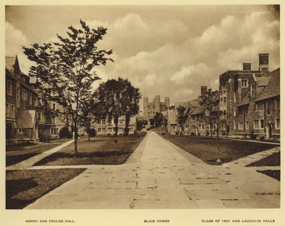 Princeton Üniversitesi: Henry ve Foulke Hall; Blair Kulesi; 1901 Sınıfı ve Laughlin Salonları (s/b fotoğraf) by American Photographer (after)