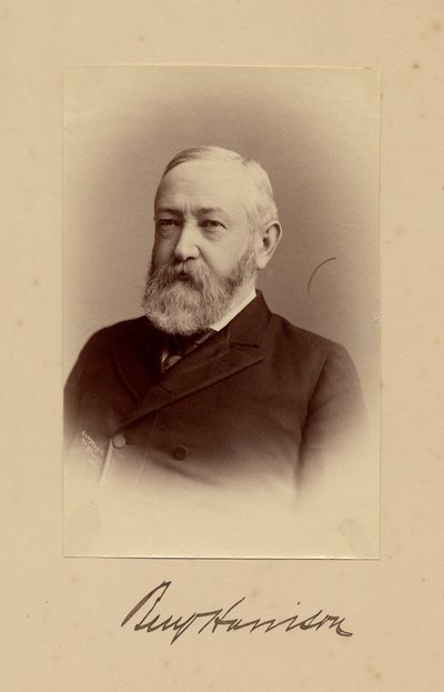 Benjamin Harrison (1833-1901), ABD'nin 23. Başkanı, fotoğraf George Prince, Washington DC (albüm fotoğrafı) by American Photographer