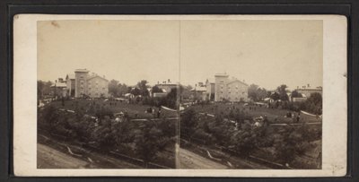 Bina ve zeminler, Oneida Community, New York Eyaleti, 1870 dolayları (s/b fotoğraf) by American Photographer