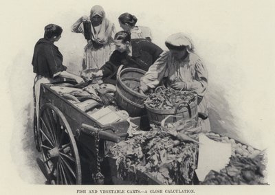 Balık ve Sebze Arabaları, Yakın Bir Hesaplama (s/b fotoğraf) by American Photographer