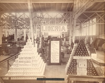 Liberya sabun ve kahve sergisi, Tarım Salonu, Philadelphia Centennial Sergisi, 1876 (albüm baskısı) by American Photographer