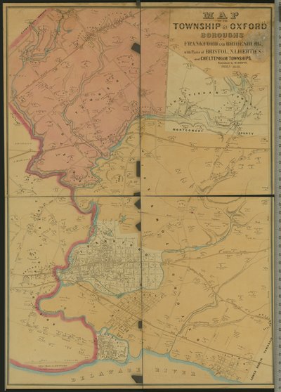 Oxford İlçesi, Frankford ve Bridesburg İlçeleri, Bristol, N. Liberties ve Cheltenham İlçeleri, 1849 bölümleri ile Haritası by American Photographer