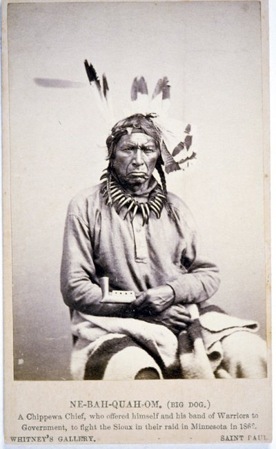 NE-BAH-QUAH-OM,Büyük Köpek, Chippewa Şefi, Minnesota