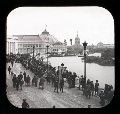 Dünyalar Kolomb Sergisi: dış görünüm, Chicago, 1893 (fener kaydırağı) by American Photographer
