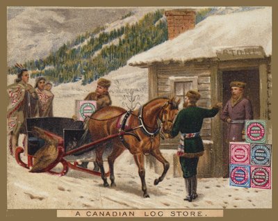 Bir Kanada Kütük Mağazası, Huntley ve Palmer İlanı by American School