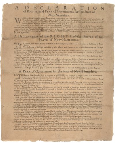 Bir Haklar Bildirgesi ve New Hampshire Eyaleti için bir hükümet savunması, 1779 by American School