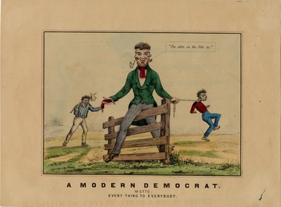 Modern bir Demokrat: slogan: herkese her şey, taş üzerine imzalanmış: HAP, Dubuque, Iowa, 1860 dolaylarında yayınlandı by American School