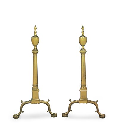 Bir çift Chippendale andirons, Philadelphia veya New York, 1780-1800 by American School