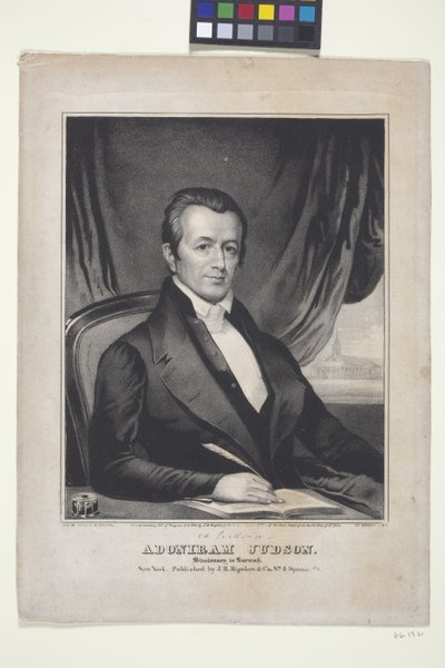 Adoniram Judson, Burma'ya Misyoner (litografi) by American School