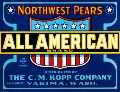 Tüm Amerikan Markası Meyve Kasası Etiketi, c.1920 (litografi) by American School