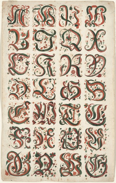 Alfabe, Fraktur Tablosu, c.1825-50 by American School