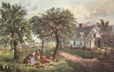 American Homestead - Sonbahar, pub. 1869, Köri & Ives by American School