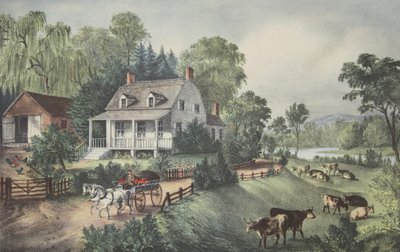 American Homestead - Yaz, pub. 1868, Köri & Ives by American School