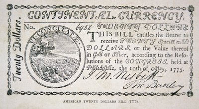 1775 Amerikan yirmi dolarlık banknot (lito) by American School