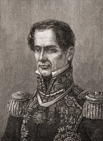 Antonio de Padua Maria Severino Lopez de Santa Anna y Perez de Lebro, 'Ülkemizin Tarihi'nden, 1905'te yayınlandı (gravür) by American School