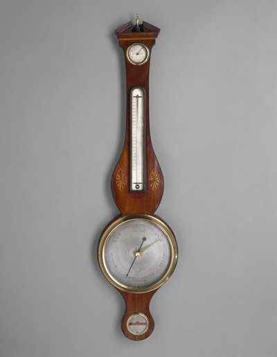 Barometre, c. 1801-1804 (maun kaplama ve tanımlanamayan kakma; ladin ve kızılcık) by American School