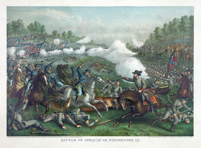 Opequan Savaşı ya da Winchester, Va. 1890 (renkli taşbaskı) by American School