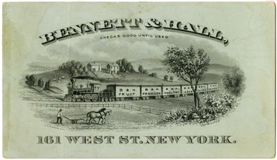 Bennett & Hall ticari kartı [recto], 1882 (oyulmuş litografi [ticari kart]) by American School