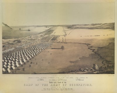 İşgal Ordusu Kampının kuş bakışı görünümü, G & W Endicott, New York, 1847 tarafından basılmıştır. by American School