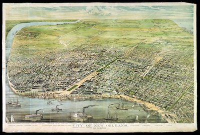 New Orleans ve Banliyölerinin Kuş Bakışı Görünümü, 1873 by American School