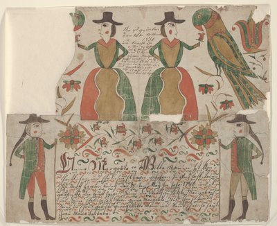 Anna Margräta Willeman için Doğum ve Vaftiz Belgesi, Fraktur Tablosu, c.1810 (kağıt üzerinde kalem ve mürekkep ile wc) by American School