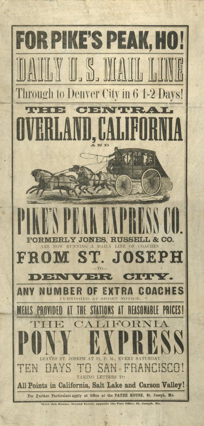 Broadside reklamları Trans-Amerikan yolculukları ve seyahat rotaları by American School