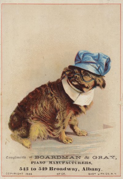 Bir şapka ve gözlük takan kahverengi köpek by American School