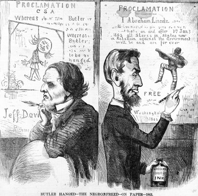 Butler Asıldı, The Negro Free, Kağıt Üzerinde, 1863 by American School