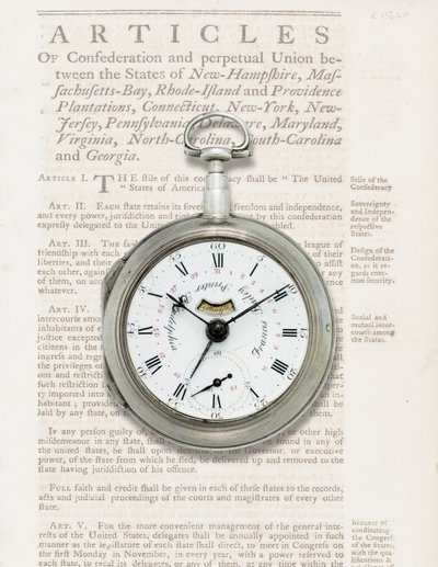 Takvimli saat, c.1780 (gümüş kasa) by American School