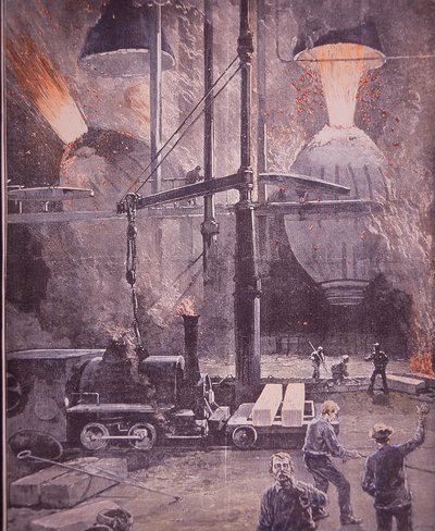Carnegie çelik işleri, Bessemer konvertörleri tam gaz, Pittsburgh, Pensilvanya by American School