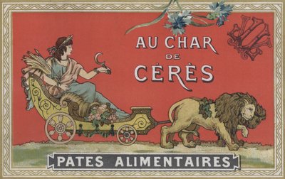 Ceres aslanlar tarafından çekilen bir arabada (renkli taş baskı) by American School