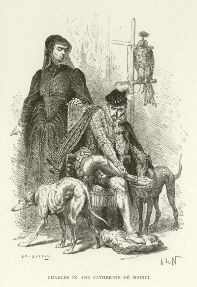 Charles IX ve Catherine de Medici by American School