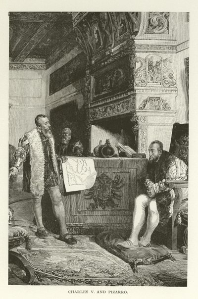 Charles V ve Pizarro by American School