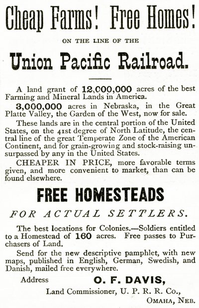 Union Pacific Demiryolu hattında Ucuz Çiftlikler ve Bedava Evler, Appletons Journal