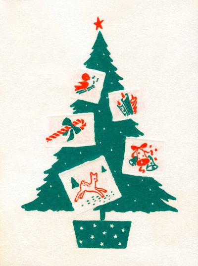 Noel Kartları ile Süslenmiş Noel Ağacı by American School