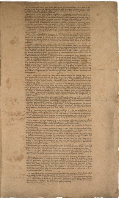 Anayasa, ilk baskı, Dunlap & Claypoole tarafından basılmıştır, 17-19 Eylül 1787 (ayrıca bkz. GLC 695933, GLC 695934 ve GLC 695936) by American School